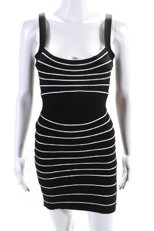 Anniversary Sale Herve Leger By Max Azria Womens Sleeveless Body Con Dress Black White Anniversary Sale Herve Leger By Max Azria Womens Sleeveless Body Con Dress Black White