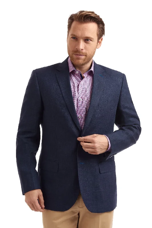 Season Finale Sale Viago Linen Jacket - Navy Blue