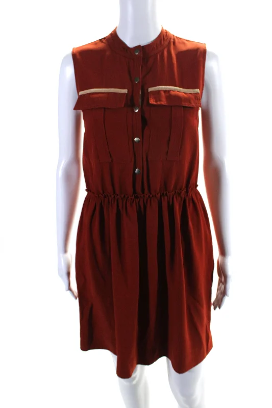 Weekend Deal Burberry Brit Womens Rust Brown Crew Neck Sleeveless Shirt Dress