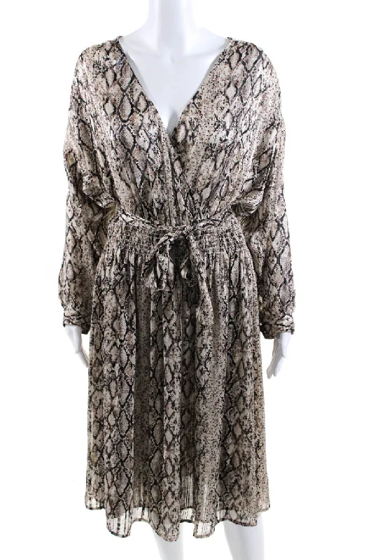 Clearance Sale Brochu Walker Women's Long Sleeves Smocked Waist Snake Print Mini Dress Clearance Sale Brochu Walker Women's Long Sleeves Smocked Waist Snake Print Mini Dress