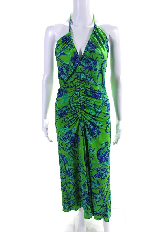 Overstock Sale Cara Cara Womens Sleeveless Ruched Abstract Print Long Dress Green
