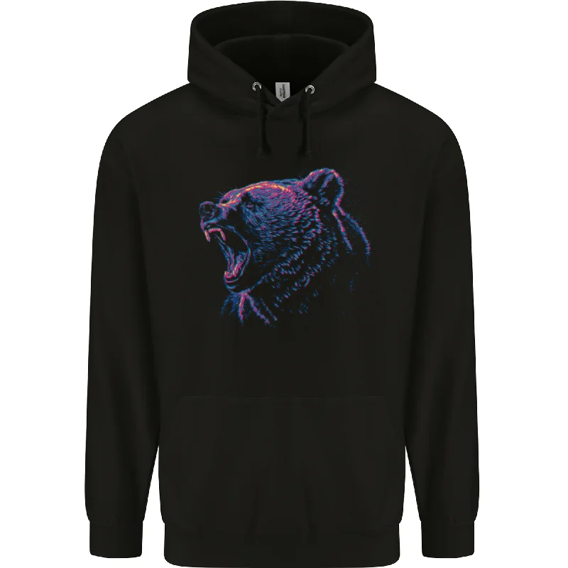 Incredible Offers An Artistic Roaring Grizzly Bear Mens 80% Cotton Hoodie