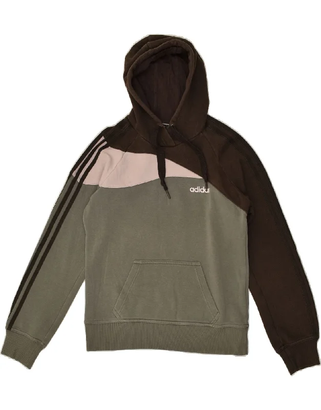 Don't Miss ADIDAS Womens Hoodie Jumper UK 12 Medium  Brown Colourblock Cotton