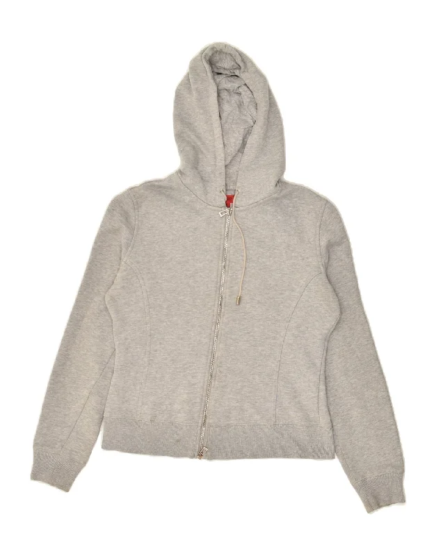 Best Bargains HUGO BOSS Womens Zip Hoodie Sweater UK 12 Medium Grey Cotton