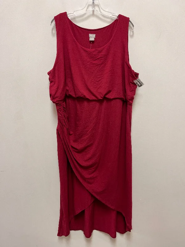 New Markdowns Dress Casual Midi By Chicos In Red, Size: 2x