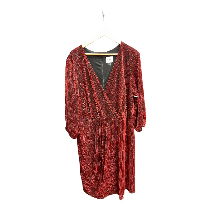 Early Bird Discount Dress Party Short By Just Taylor In Black & Red, Size: 2x