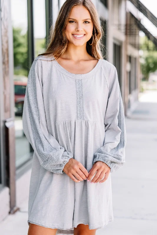 Massive Deals Know It Well Gray Crochet Dress