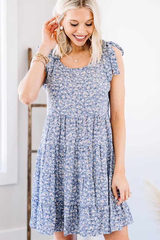 Great Bargains That's The Rule Blue Ditsy Floral Babydoll Dress