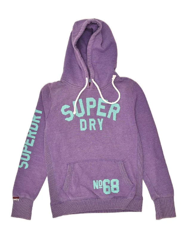 Big Savings SUPERDRY Womens Graphic Hoodie Jumper UK 12 Medium Purple Cotton