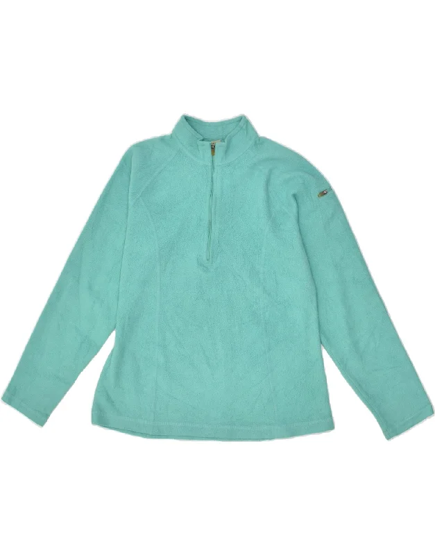 Discount Deals L.L.BEAN Womens Zip Neck Fleece Jumper UK 6 XS Turquoise Polyester