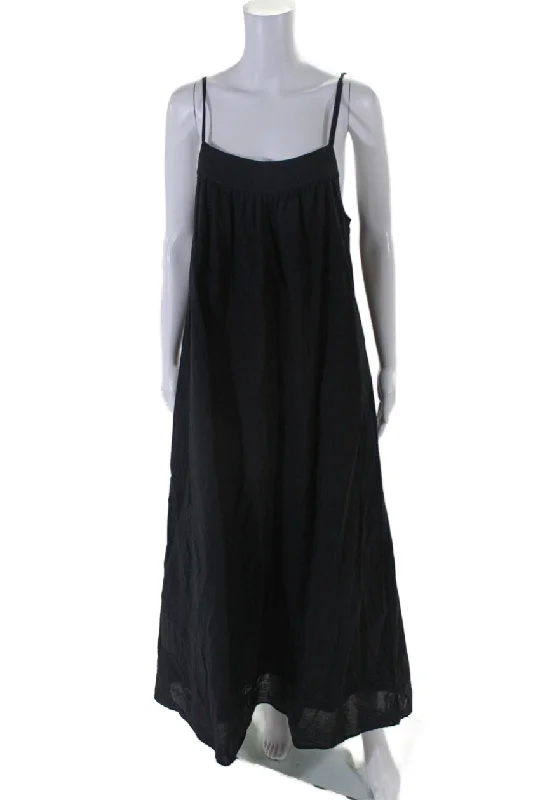 Price Cut Xirena Womens Black Cotton Square Neck Sleeveless Cami Poplin Dress