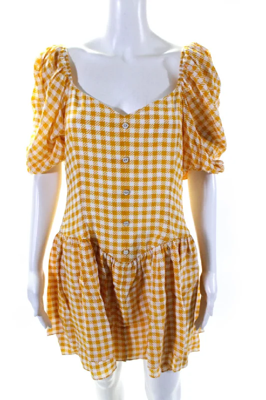 Today Only Caroline Constas Womens Quinn Dress Yellow Gingham