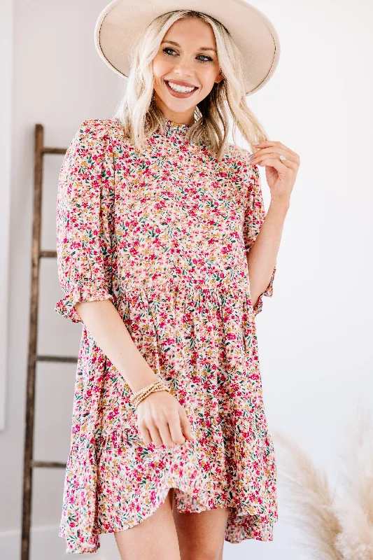 Low Prices When I See You Ivory White Ditsy Floral Mini Dress