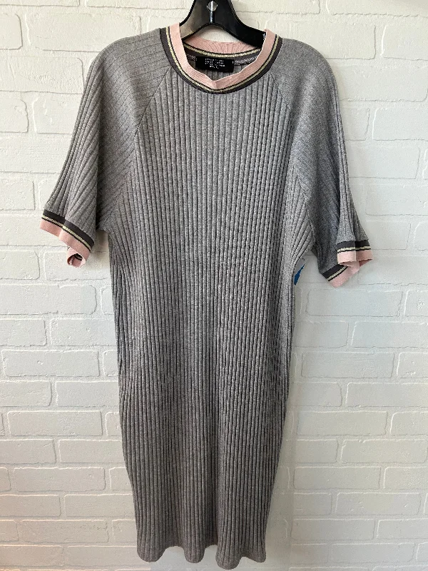 Daily Deals Dress Casual Midi By dressed in lala In Grey, Size: Xl