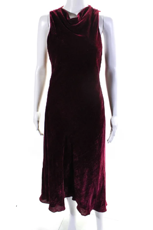 Overstock Sies Marjan Womens Rib Velvet Sleeveless Round Neck A-Line Maxi Dress Red