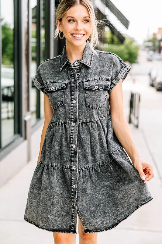 Epic Deals What You Love Charcoal Gray Tiered Dress