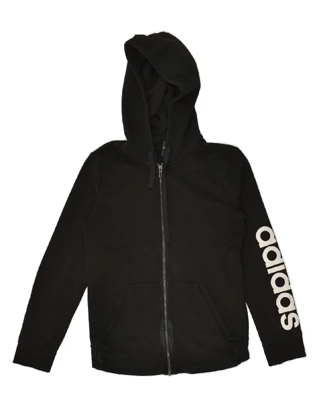 Overstock Sale ADIDAS Womens Graphic Zip Hoodie Sweater UK 12 Medium Black