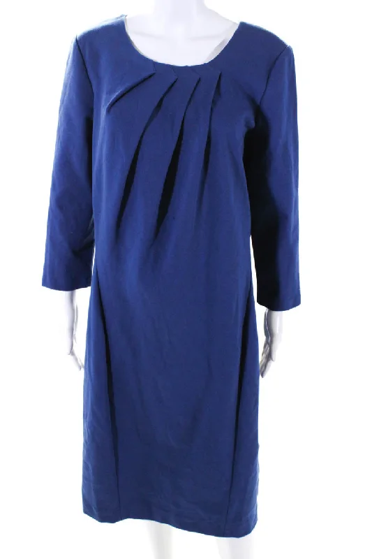 Extra Discounts Lafayette 148 New York Womens Long Sleeves Midi Dress Blue Cotton