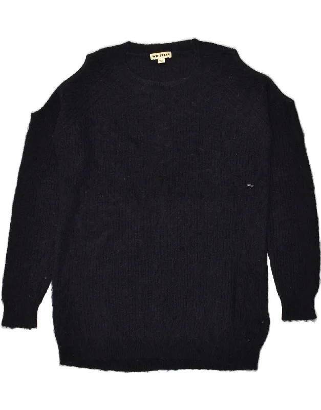 Act Fast WHISTLES Womens Crew Neck Jumper Sweater UK 14 Large Navy Blue Cotton