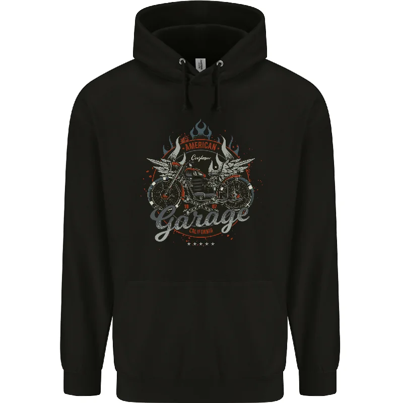 Shop and Save American Custom Garage Biker Motorcycle Mens 80% Cotton Hoodie