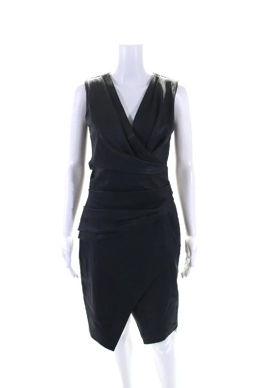 Special Price J. Mendel Womens Leather V Neck Front Slit Sleeveless Dress Midnight Blue Special Price J. Mendel Womens Leather V Neck Front Slit Sleeveless Dress Midnight Blue