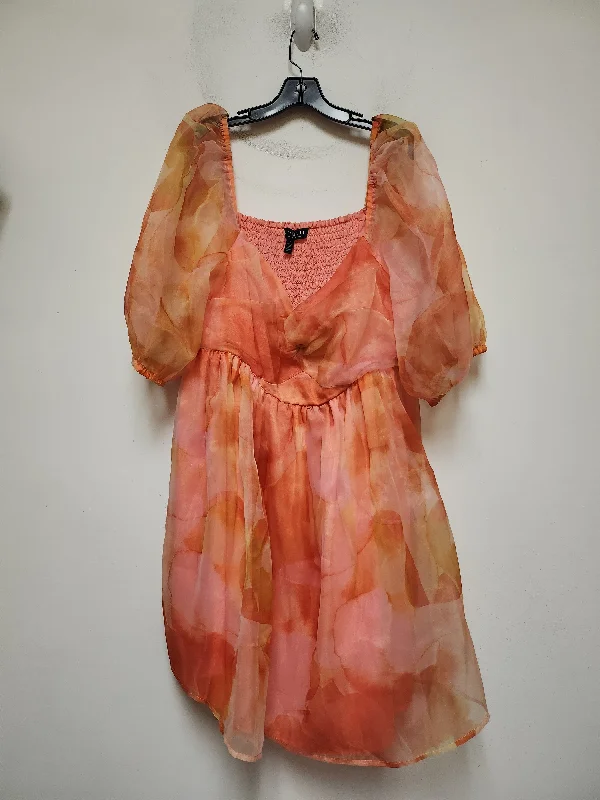 Blowout Deals Dress Casual Short By Eloquii In Orange & Pink, Size: 2x