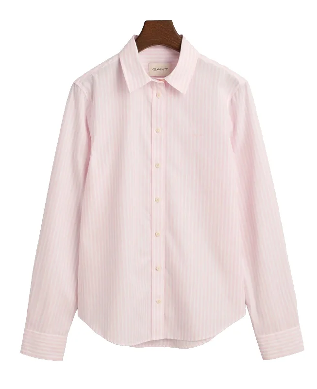 Closeout Regular Fit Classic Poplin Striped Shirt - Light Pink