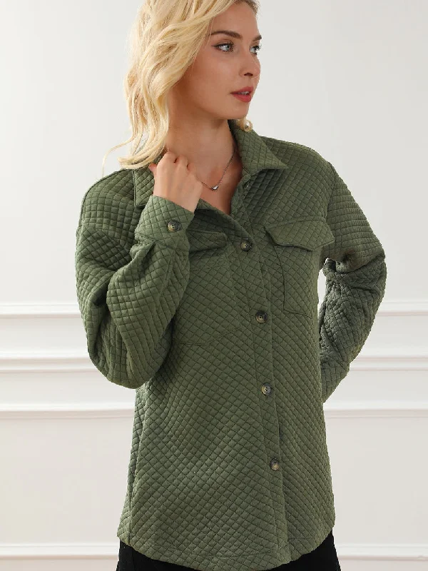 Price Slash Woven Quilted Shirt Jacket