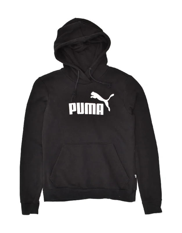 Special Price PUMA Womens Graphic Hoodie Jumper UK 12 Medium Black Cotton