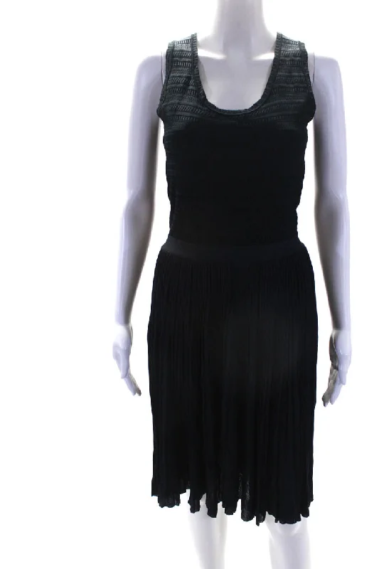 Massive Deals Oscar de la Renta Womens Dark Blue Textured Sleeveless Fit & Flare Dress Massive Deals Oscar de la Renta Womens Dark Blue Textured Sleeveless Fit & Flare Dress