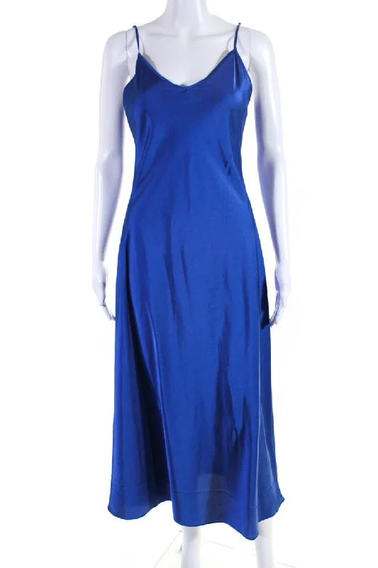 Anniversary Sale Allsaints Womens Sleeveless V-Neck Pullover Slip Maxi A-Line Dress Blue Anniversary Sale Allsaints Womens Sleeveless V-Neck Pullover Slip Maxi A-Line Dress Blue