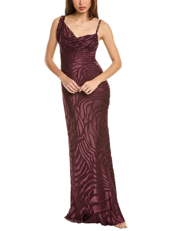 Final Clearance Alberta Ferretti Satin Burnout Silk-Blend Gown