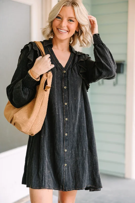 Epic Deals Feeling In Love Black Ruffled Dress