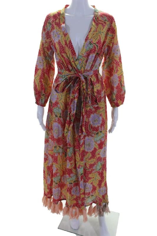 Can't Be Beat Rhode Womens Long Sleeve Abstract Print Long Dress Multicolor