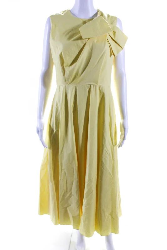 The Best Prices Roksanda Women's Round Neck Bow Sleeveless Flare Maxi Dress Yellow