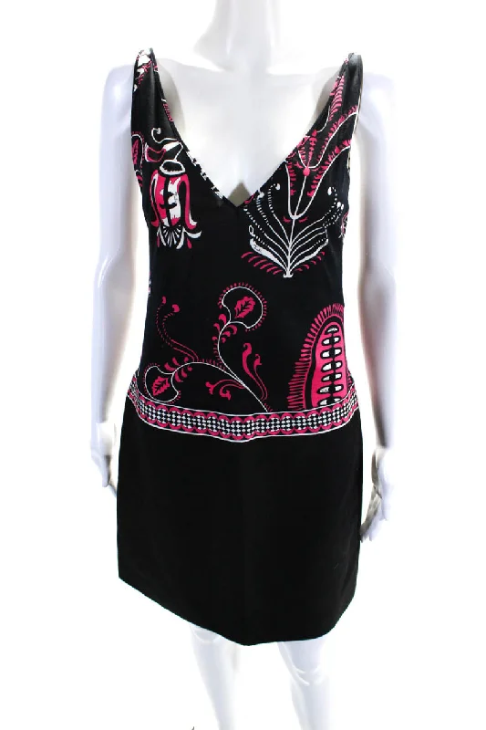 Lowest Price Emilio Pucci Womens Knit Abstract Print V-Neck Backless Mini Dress Black