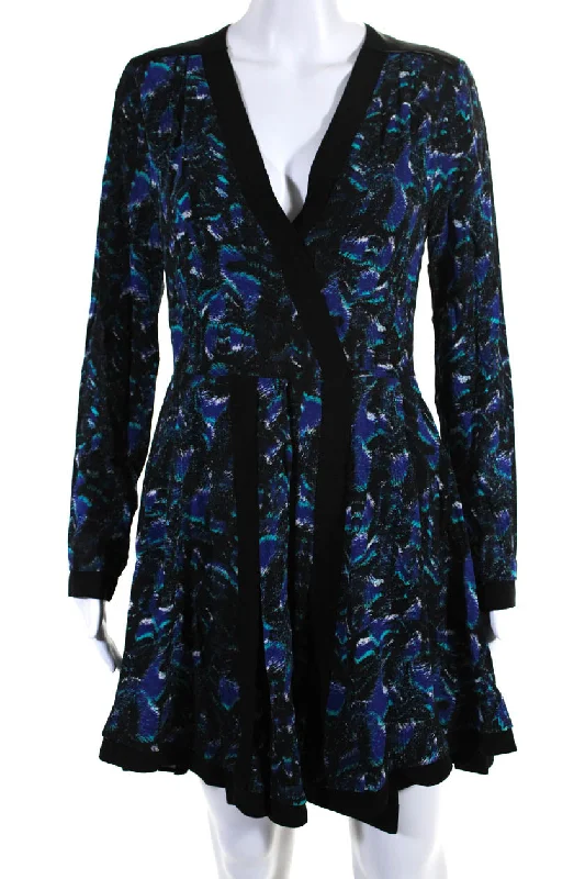 Clearance Sale Proenza Schouler Womens Long Sleeve V Neck Abstract Silk Dress Blue Multi Clearance Sale Proenza Schouler Womens Long Sleeve V Neck Abstract Silk Dress Blue Multi