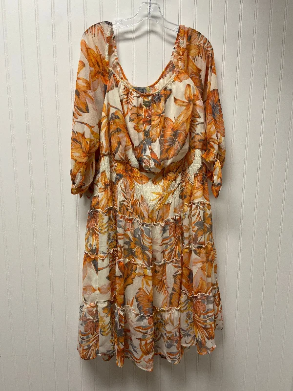 Massive Deals Dress Casual Midi By Figuero & Flower In Orange, Size: 3x