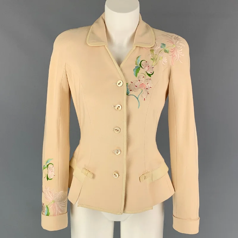 Today’s Special Vintage CHRISTIAN DIOR Size 6 Beige Silk Embroidered Jacket