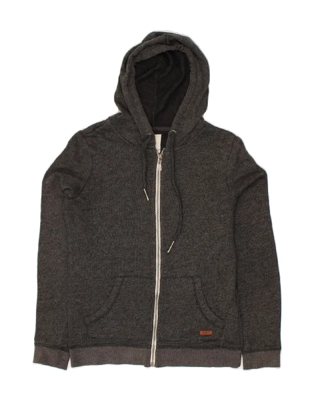 Last Chance ROXY Womens Zip Hoodie Sweater UK 10 Small Grey Cotton