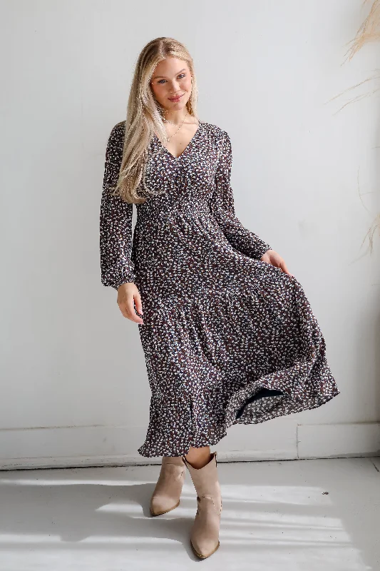 Super Sale Glowing Sophistication Teal Floral Midi Dress