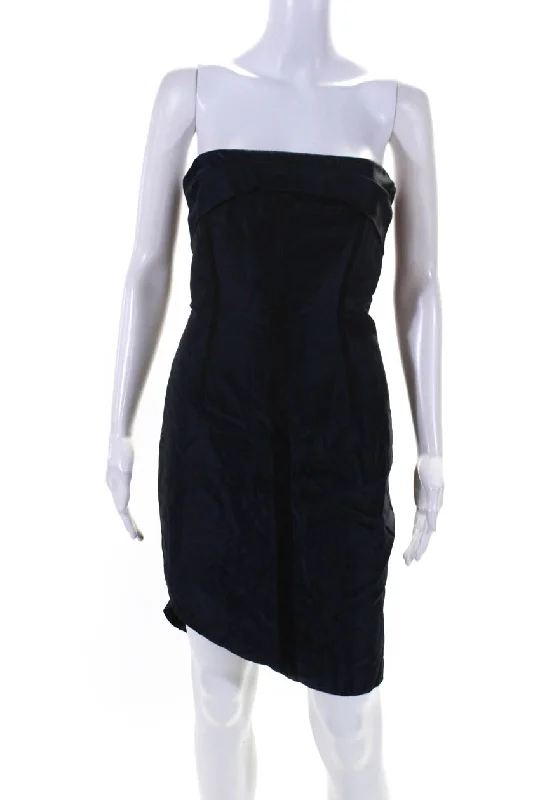 Limited Availability Redux Charles Chang-Lima Womens Strapless Satin Flare Sheath Dress Navy Limited Availability Redux Charles Chang-Lima Womens Strapless Satin Flare Sheath Dress Navy