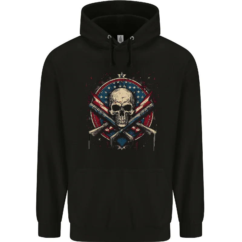 Extra Savings American Skull Shield USA Flag Mens 80% Cotton Hoodie