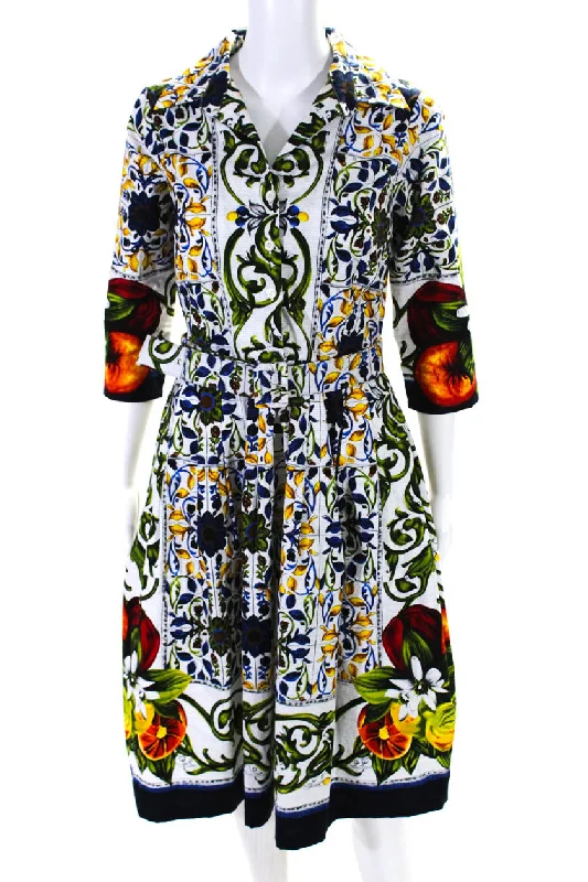 Final Markdown Samantha Sung Womens Floral Print Belted A Line Dress Multi Colored