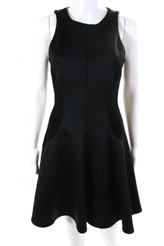 Markdowns Faith Connexion Womens Back Zip Scoop Neck A Line Dress Black