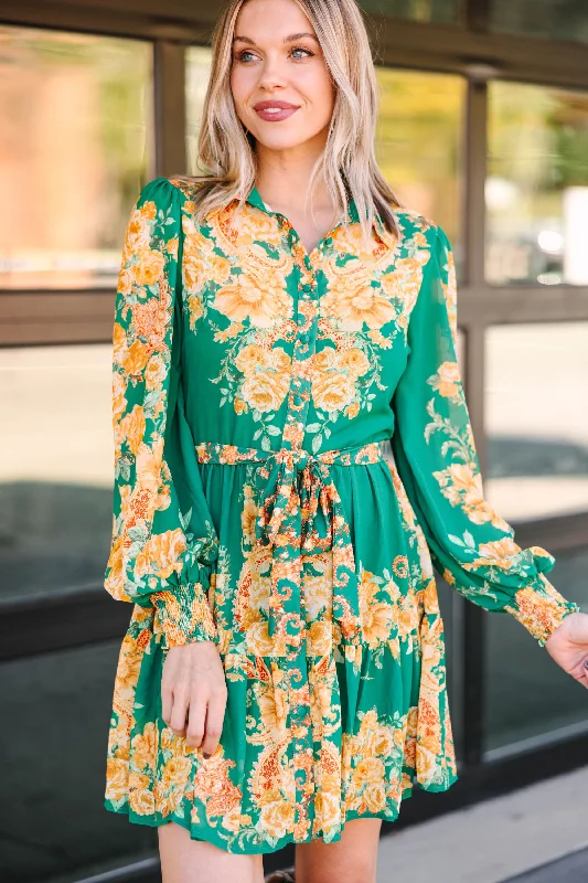 Mega Deal Just Take A Look Green Floral Dress