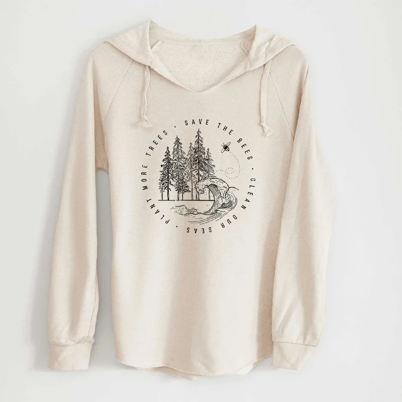 Special Discount Save the Bees, Clean our Seas, Plant more Trees - Cali Wave Hooded Sweatshirt