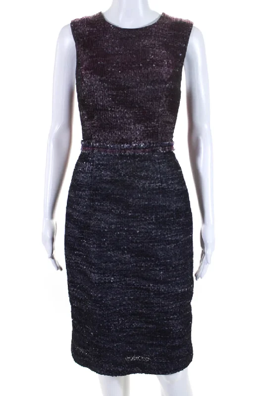Markdown Madness Carolina Herrera Womens Wool Knit Sleeveless Midi Pencil Dress Purple Markdown Madness Carolina Herrera Womens Wool Knit Sleeveless Midi Pencil Dress Purple