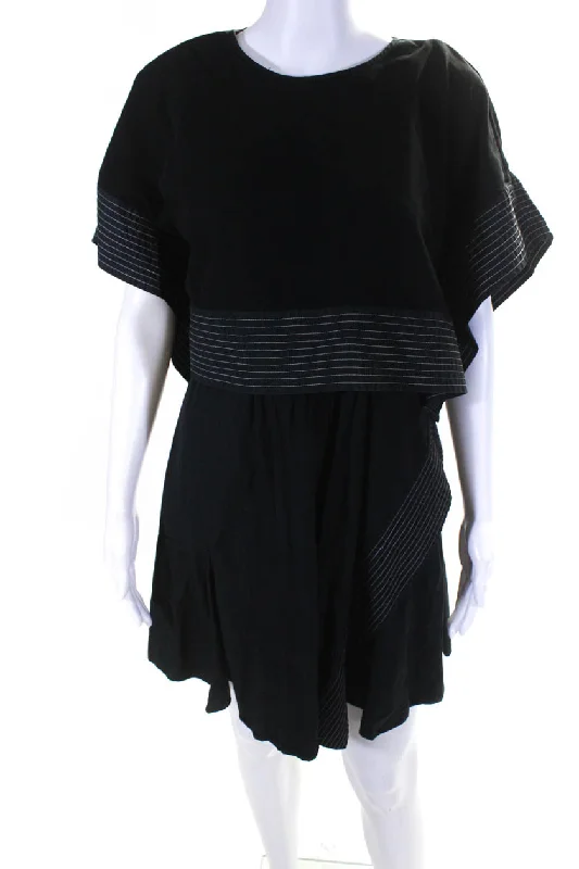 Steals and Deals 3.1 Phillip Lim Womens Black Poplin Crop Top Overlay Dress