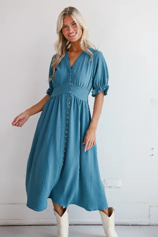 Limited Time FINAL SALE - Exceptionally Graceful Teal Midi Dress